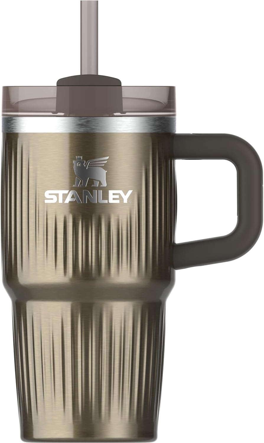 STANLEY Quencher H2.0 Tumbler - 20 oz Insulated Stainless Steel with Handle & Straw | BPA-Free Fluted Gunmetal Shine