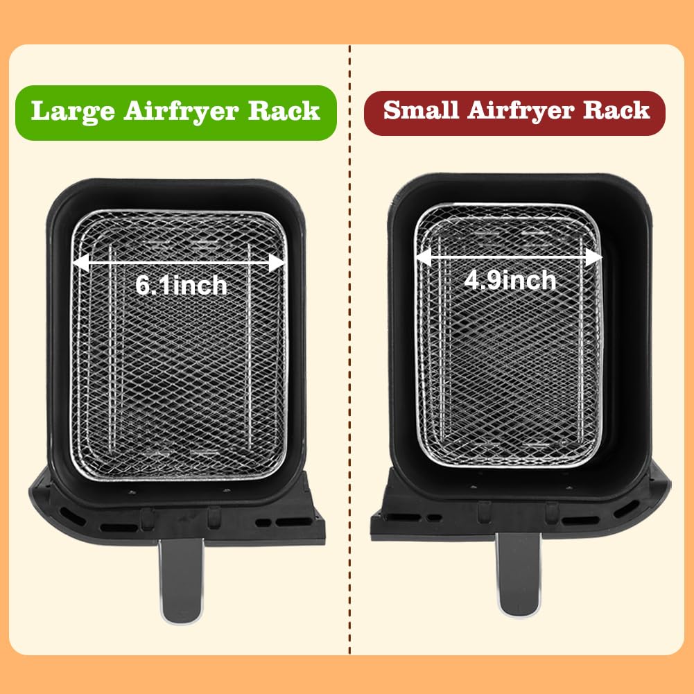 BYKITCHEN Air Fryer Rack for Ninja 8 QT DZ201/ SL201 DualZone Airfryer/Bella 4QT Slim Airfryer&More, 3pcs Stackable Stainless Steel Dehydrator Rack with Silicone Feet, Ninja Air Fryer Accessories