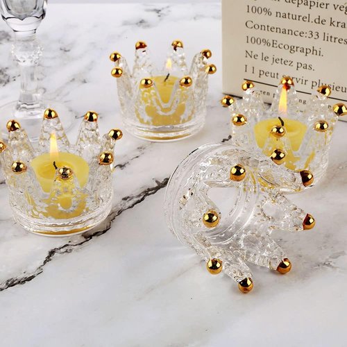 Crown Glass Tealight Candle Holders - Set of 24 Elegant Votive Holders for Weddings & Home Decor