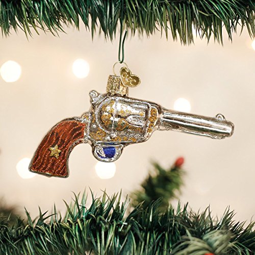 Old World Christmas Western Revolver Glass Blown Ornament - Handcrafted Western Collection