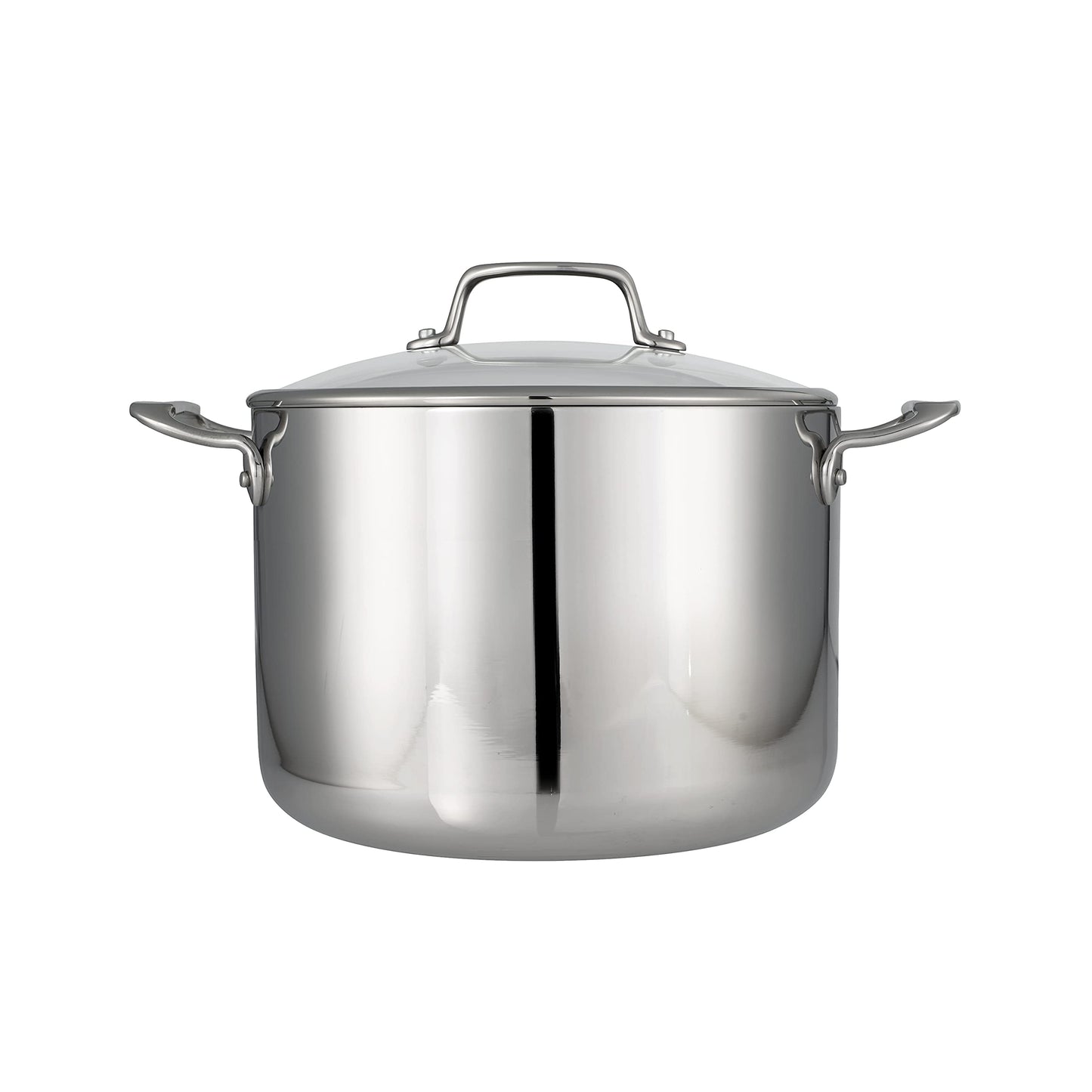 Tramontina Tri-Ply Clad Stainless Steel 8-Quart Stock Pot with Glass Lid, Induction-Ready Pasta Pot, Dishwasher-Safe, NSF-Certified