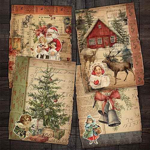 100 Pcs Christmas Stickers Non-Repeating Retro Santa Claus Stickers Christmas Decoration,Waterproof Holiday Sticker for Scrapbook,Cards,Junk Journals, Laptop,Water Bottles (Santa 100 Pcs)