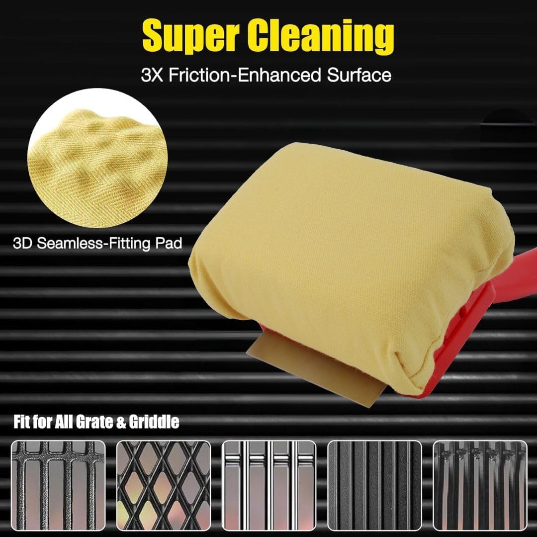UrbanZen BBQ Grill Cleaner Brush Set - Extra Sponge & Superior Scraper for Safe Outdoor Grilling