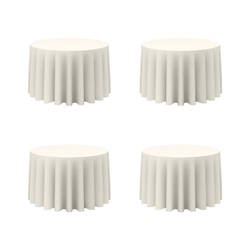 BRILLMAX 4 Pack Ivory Round Tablecloths 108 Inch for 48” Tables - 150 GSM Polyester Fabric, Floor Length Drop, Water, Stain & Wrinkle Resistant Cloth Cover for Wedding Reception Banquet Dining