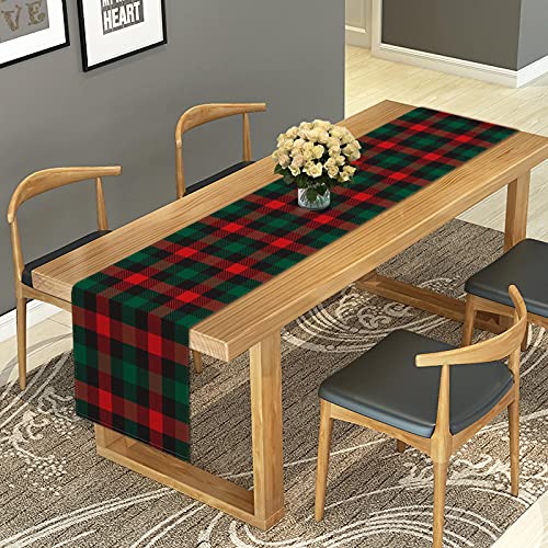 Rainlemon Christmas Buffalo Check Plaid Table Runner Linen Red Green