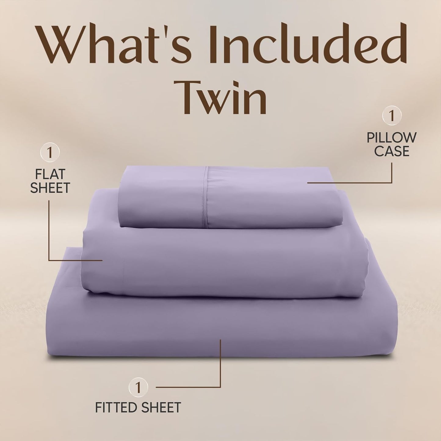 Utopia Bedding Twin Sheet Set - Soft & Breathable Microfiber, 3-Piece Bed Sheets in Lavender