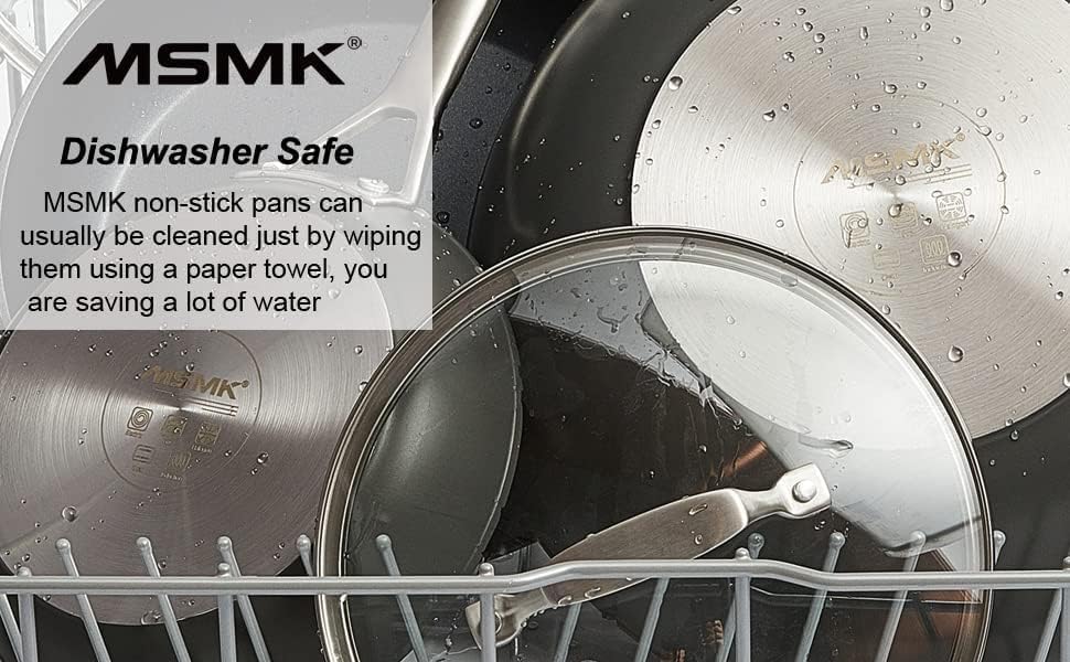 MsMk 10 Inch Frying Pan Nonstick with Lid, Induction Fry Pan with Lid, Titanium and Diamond Non Stick Coating From USA, for Induction, Ceramic and Gas Cooktops, Oven Safe 10 Inch Skillet Nonstick