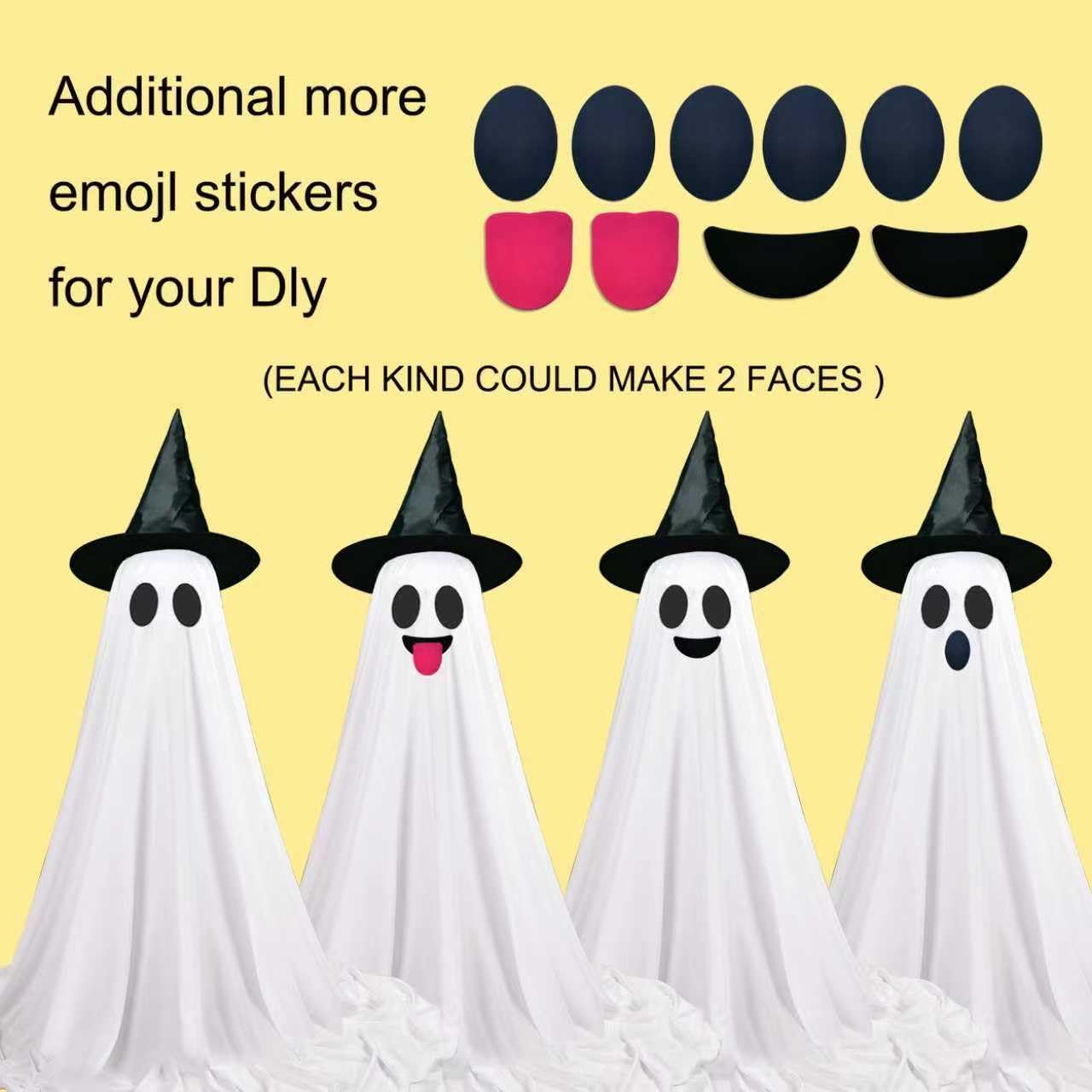 VersaCharm Halloween Ghost LED String Lights - Spooky Indoor/Outdoor Decor with Remote Control | 2 Pack, White