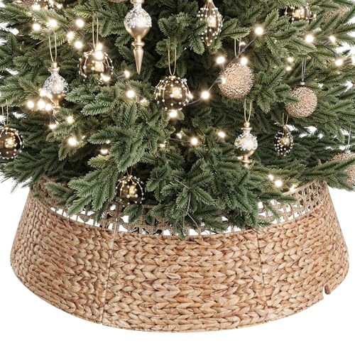 Natural 42 Inch Wicker Christmas Tree Collar - Rustic Rattan Xmas Skirt