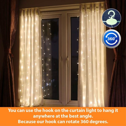 HXWEIYE Short Curtain Lights for Small Window, 3.3x5Ft Warm White Fairy Light with Timer & 8 Clips for Bedroom, Battery Powered 96Led String Light for Indoor Weddings Party Garden Wall Decor