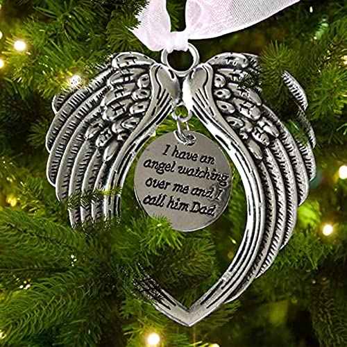 Christmas Memorial Ornaments Angel Wings, I Have a Angel Watching Over Me I Call Him My Son in Memory of Loss Loved One in Heaven Gift Christmas Tree Hanging Pendant Sympathy Gifts