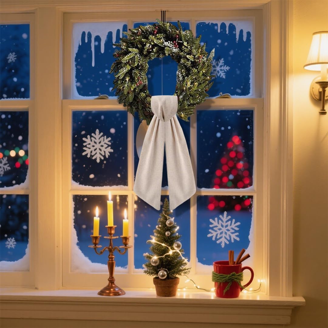 Skiennix Wreath Sash - Elegant Boxwood Garland Decor for Front Door | 2 Pack Burlap Ribbon