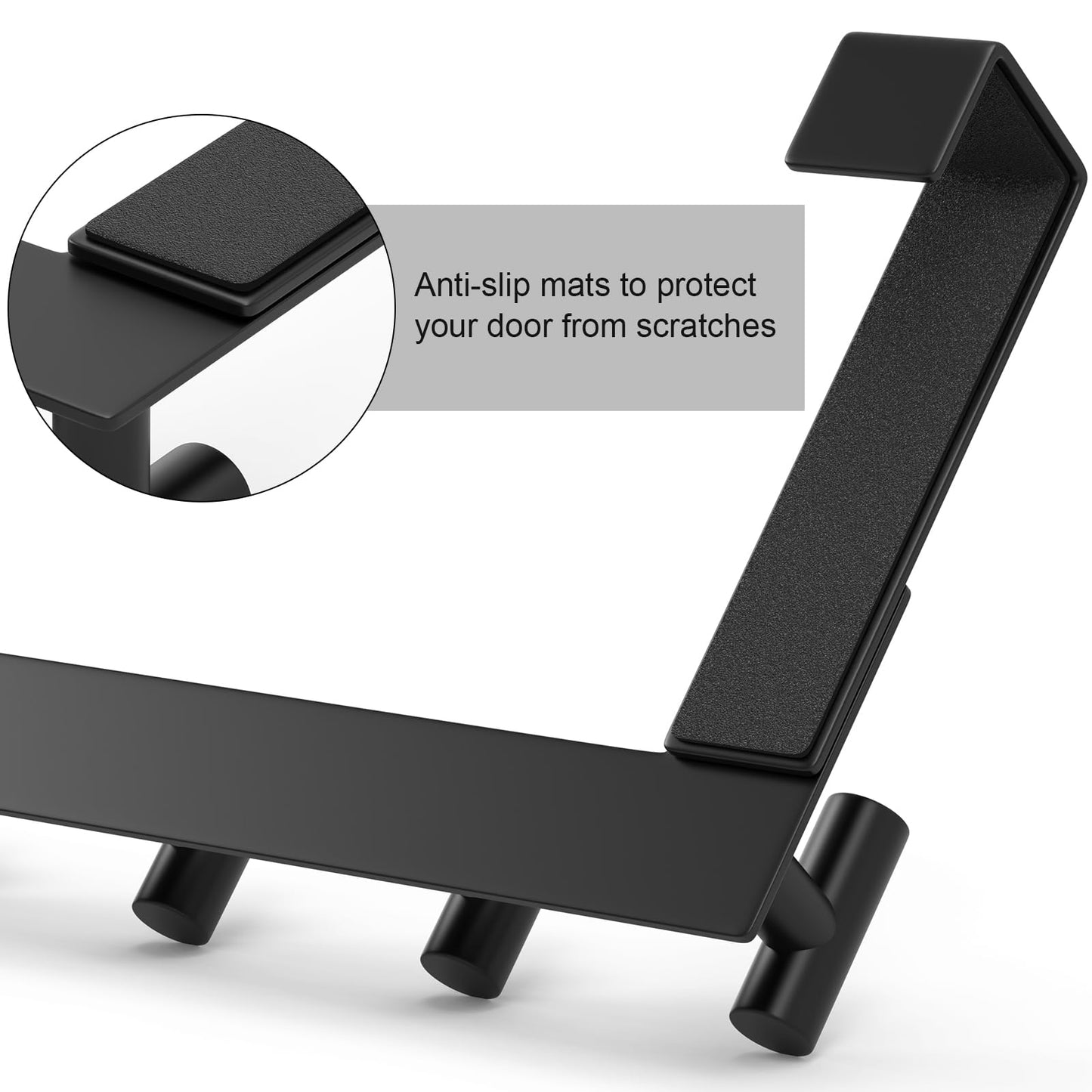 PMMASTO Over The Door Hooks, Door Hanger Hook for Hanging, Coat Rack Organizer for Bathroom, Towel Holder Bathroom Accessories (Black 5 T-Hooks-Fits 1-3/4" Thick Door)