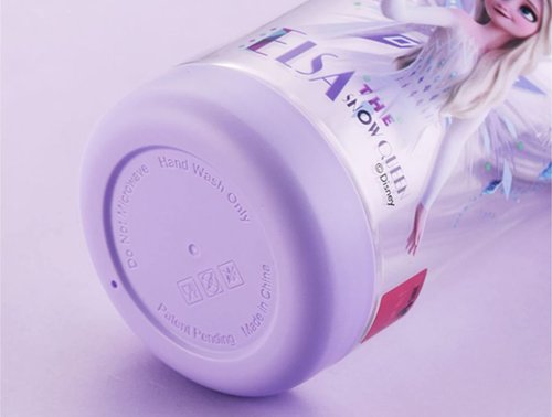 Everyday Delights Frozen Elsa Water Bottle Double Covers with Straw and Strap 520ml - Purple