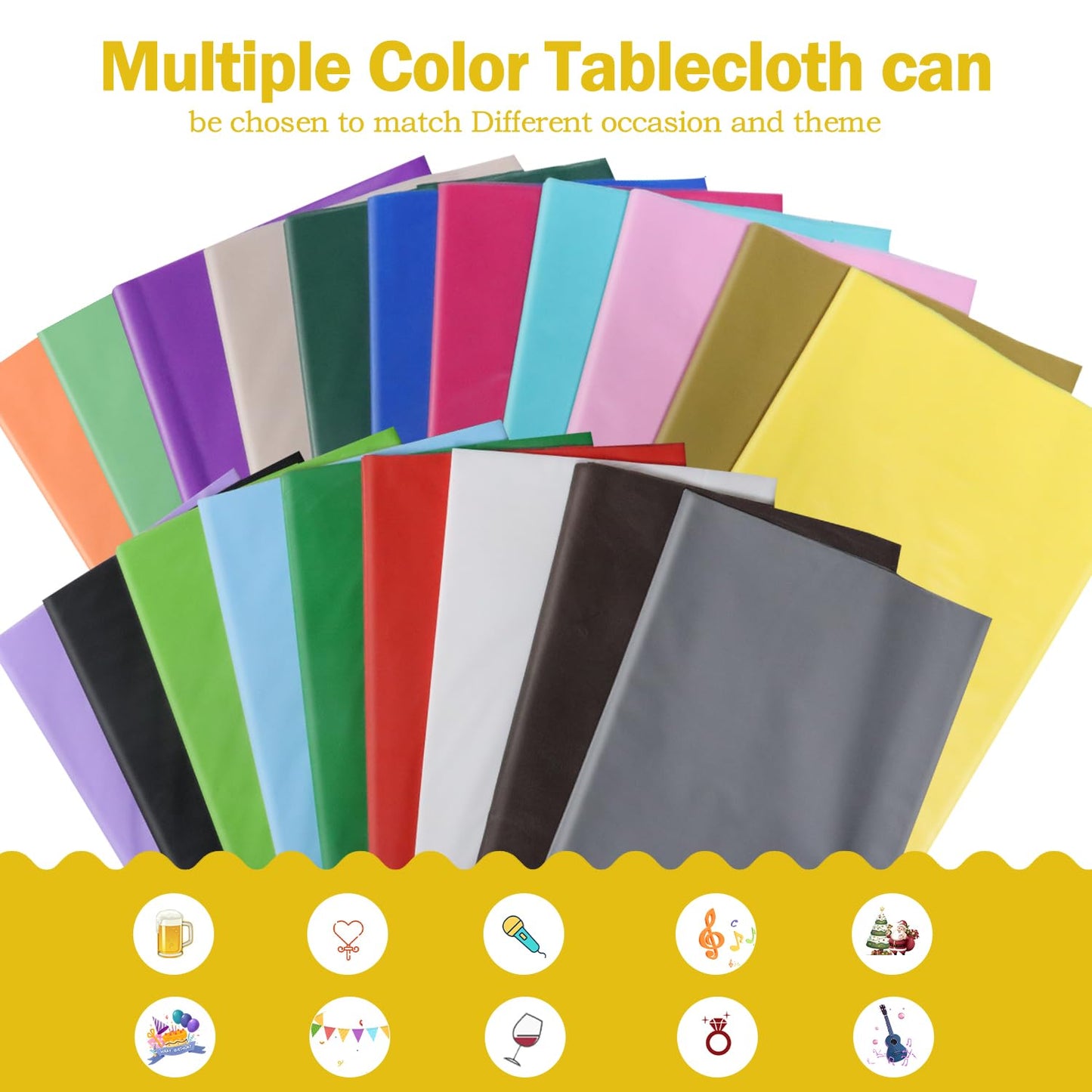 tujol Orange 6 Pack Plastic Table Cloth 54" x 108", Disposable Tablecloths Rectangle Table Cover, Plastic Tablecloths for Parties
