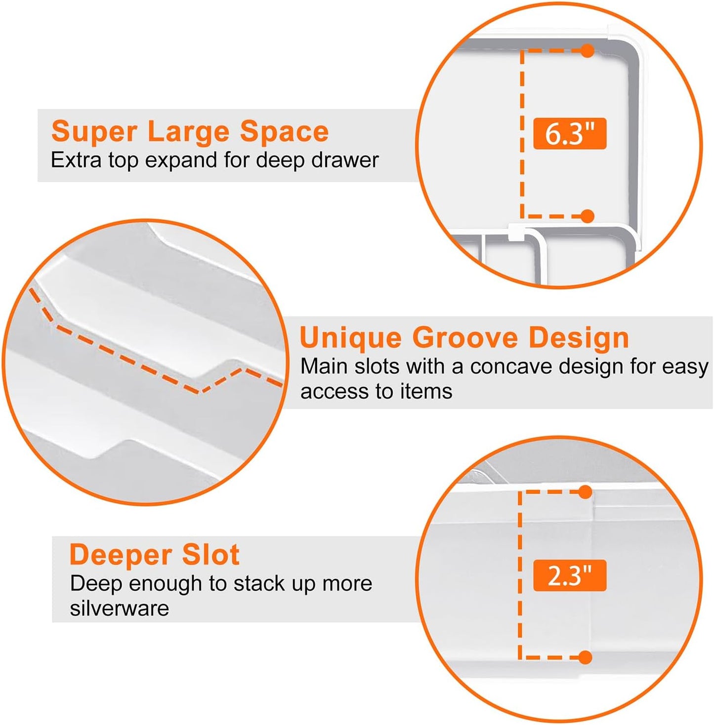 Spaclear Silverware Organizer - Expandable BPA-Free Utensil Drawer Organizer with 7 Compartments | White
