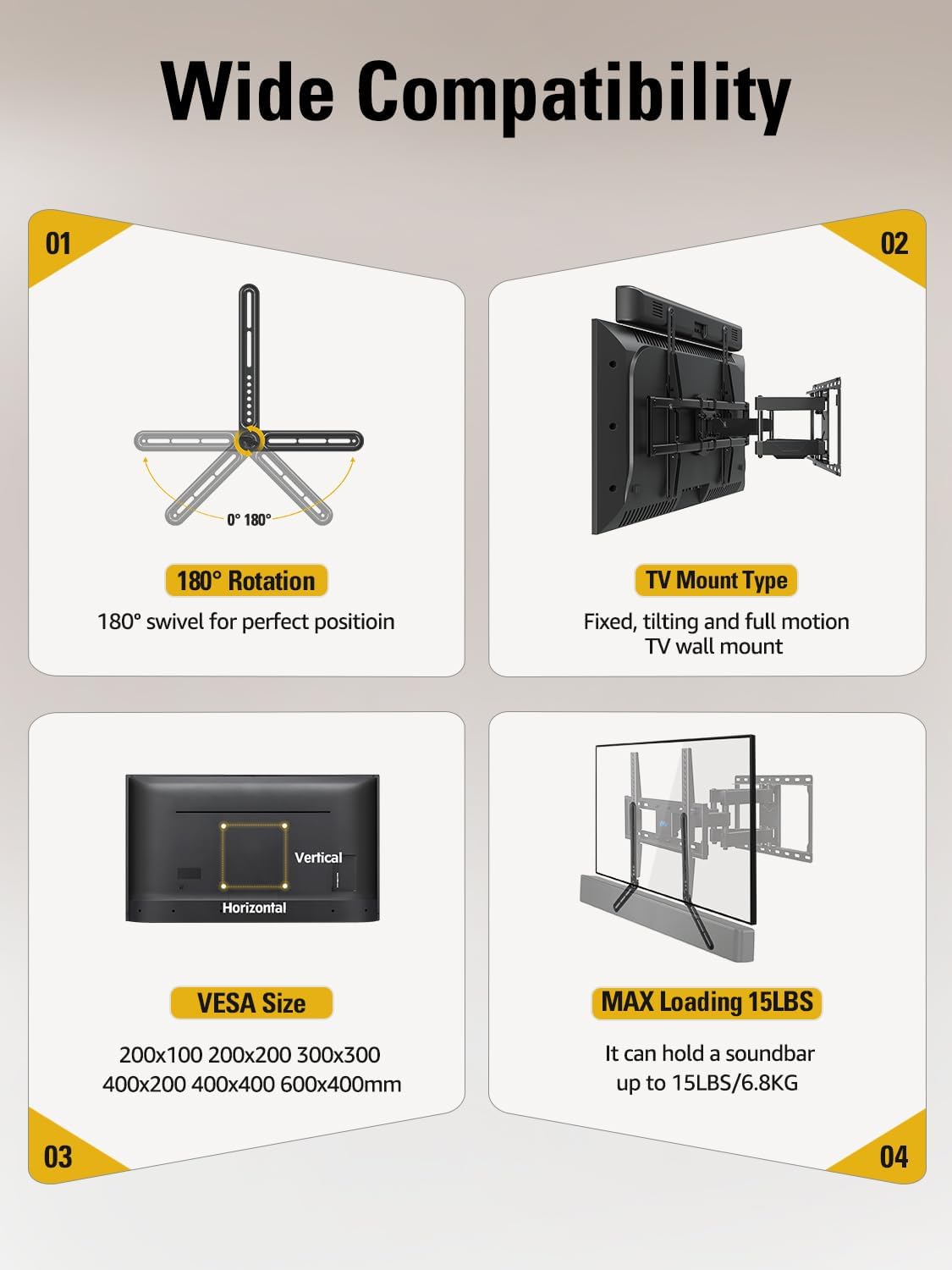 Mounting Dream Full Motion TV Wall Mount MD2380 - Fits 26-65 Inch TVs | Max VESA 400x400mm, 99 LBS Capacity