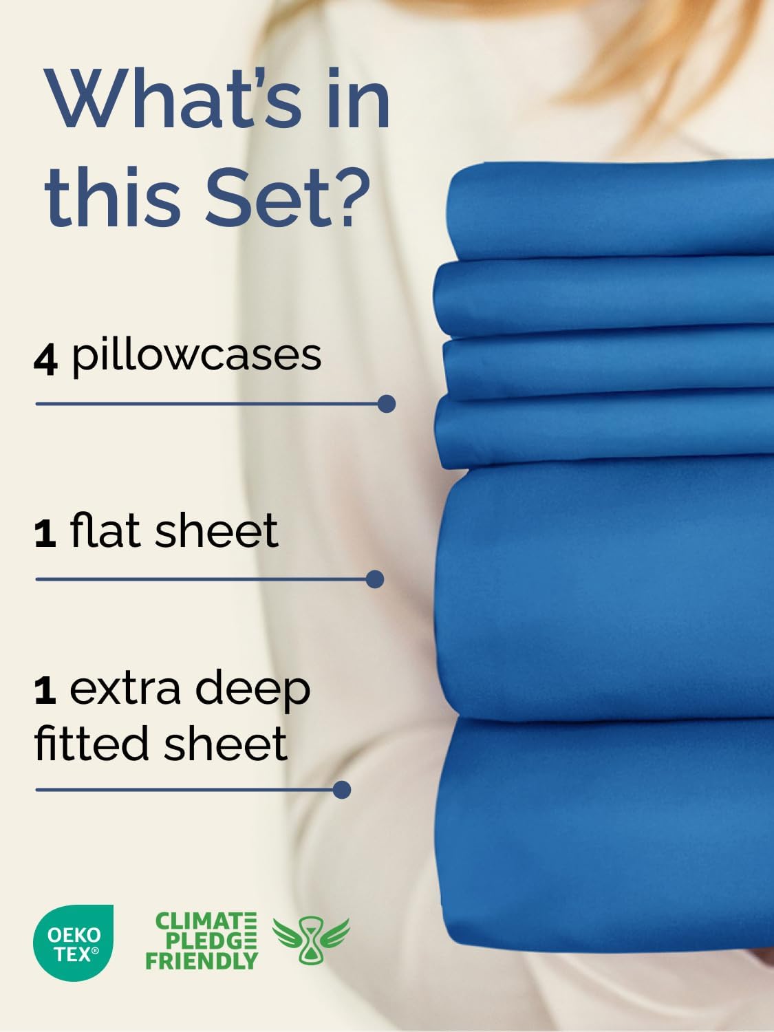 Skiennix Extra Deep Cal King Sheet Set - 6 Piece Cooling Bedding - Soft, Wrinkle-Free, Royal Blue