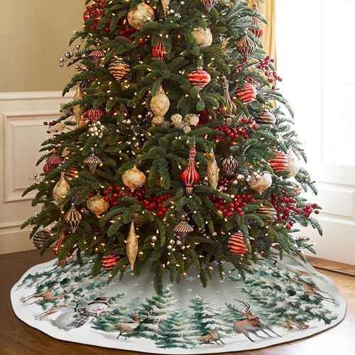 Christmas Tree Skirt 36 Inch, Christmas Tree Ornaments, Rustic Xmas Tree Snowman Skirts Mat for Home Decor Xmas Party Tree Holiday Decorations Indoor