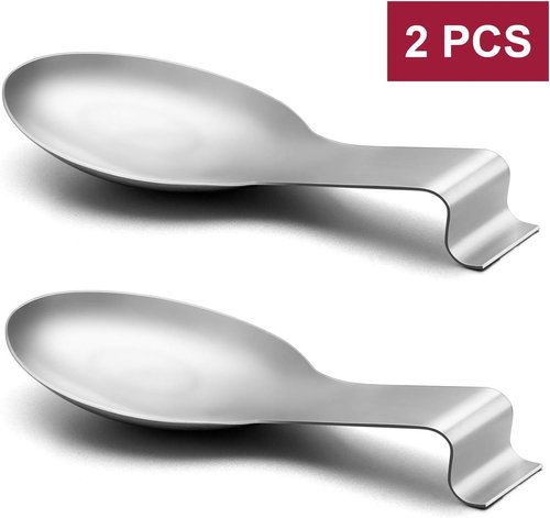 E-far Stainless Steel Spoon Rest Set - Large Ladle Holder for Kitchen Stove Top | Dishwasher Safe