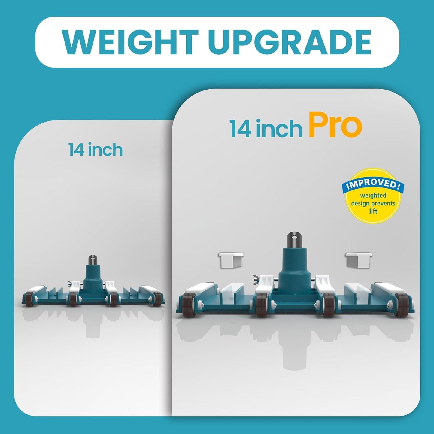 POOLWHALE 14" Professional Pool Vacuum Head - Weighted Manual Attachment with Wheels for Easy Debris Removal