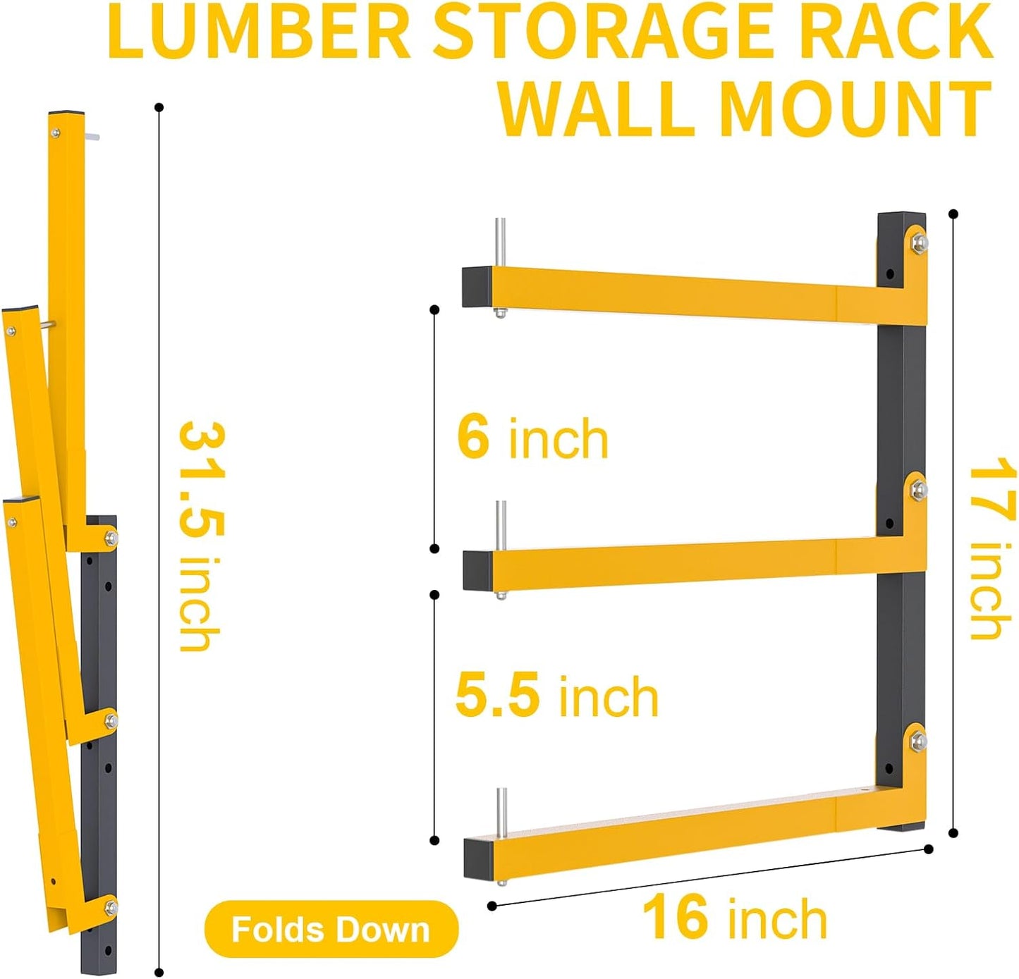 Lumber Storage Rack by [Brand Name] - Heavy Duty Wall Mount Organizer | 1080 LB Capacity, 6 Pack