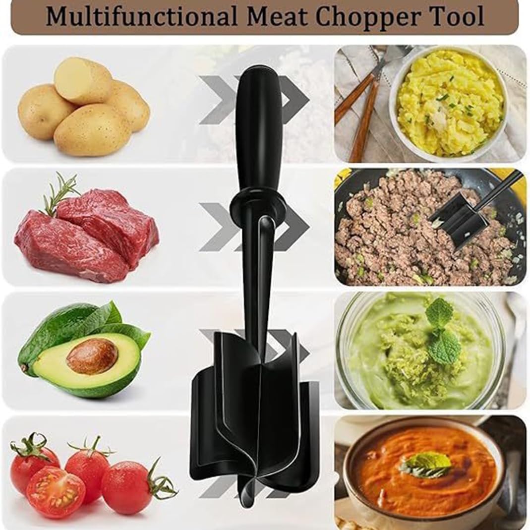 Skiennix Meat Chopper - Premium Heat Resistant Masher for Ground Beef, Turkey & More | Versatile Kitchen Tool