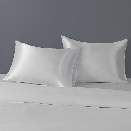 BEDSUM Silk Satin Pillowcases - Luxurious Softness for Hair & Skin | 20x26 Inches, Silver Grey - 2 Pack