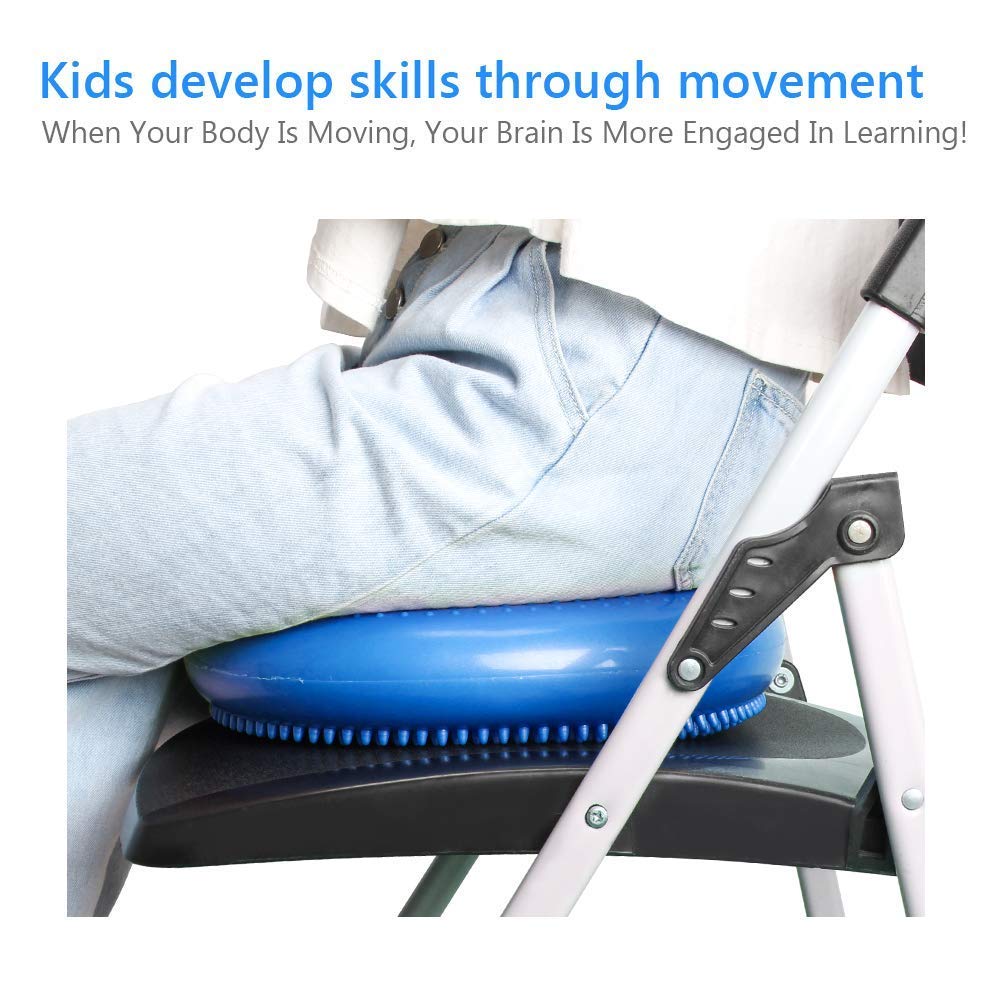 WIWAPLEX Wiggle Seat, Inflatable Stability Balance Disc Wobble Cushion, Balance Disc Wiggle Seat, Flexible Seating Classroom with Free Air Pump Sensory Kids (Office & Home & School) (Blue)