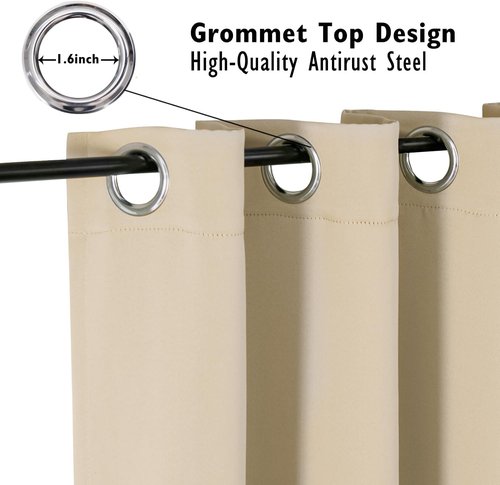 ChrisDowa Blackout Curtains - Thermal Insulated Room Darkening Panels, 78 Inches Long, Biscotti Beige (Set of 2)