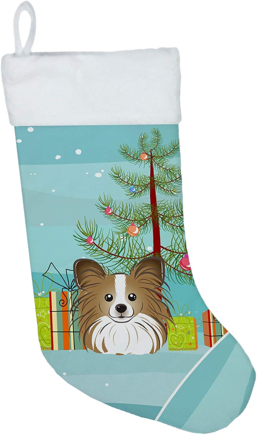 Shih Tzu Christmas Stocking - Chocolate Brown Dog Holiday Decor for Fireplace