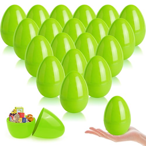 HSLCGF 24 Pack Plastic Easter Eggs Large 3.5 Inch Empty Eggs Bulk Fillable for Easter Theme Party Favor Basket Stuffers Holiday Decoration (Green)