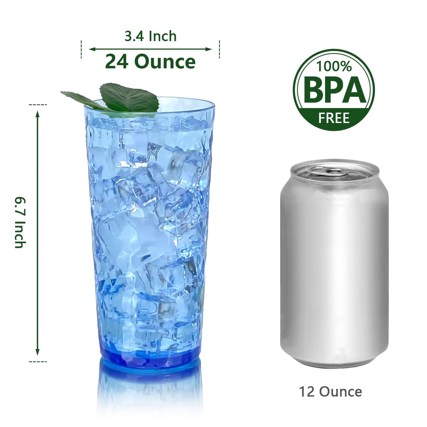 Yanglonghui 24-Ounce Plastic Tumblers (Set of 8), Reusable Plastic Mugs, BPA-Free Acrylic to Drink Mugs, Shatter Resistant, Textured Interior, Dishwasher Safe (Multi Color, 24 Ounce)