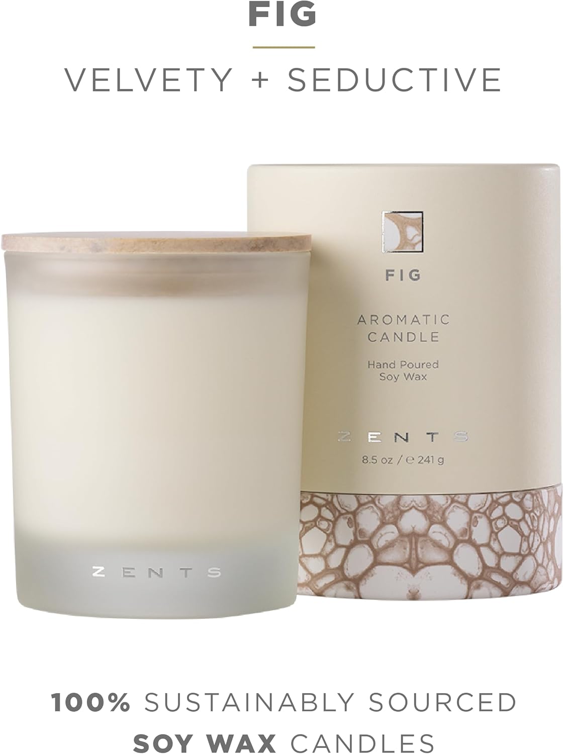 Zents Scented Soy Wax Candle (Earth - Sandalwood & Fir Needle), Large Jar Single Wick, Uplifting Home Decor Accent, 8.5 oz