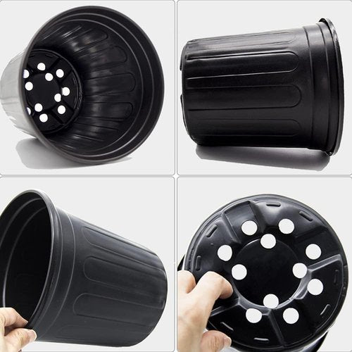 HECTOLIFE 50-Pack Flexible 1 Gallon Flower Nursery Pots - Durable Soft Plastic for Succulents & Seedlings | Black