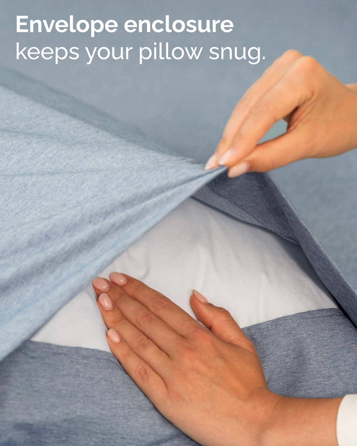 Skiennix Full XL Bed Sheet Set - 4-Piece Soft, Breathable & Cooling Bedding - Deep Pockets, Fade & Wrinkle Free - Heathered Blue