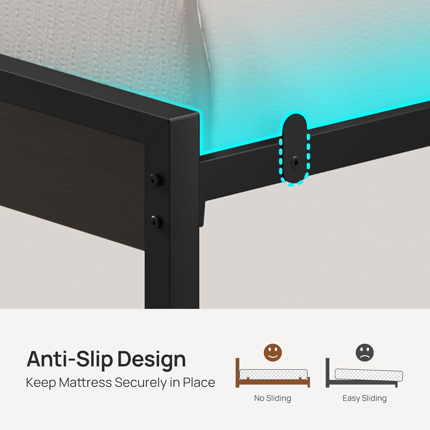 Rolanstar Full Size Bed Frame - LED Platform Bed with USB Charging Station & Wood Storage Headboard - Black