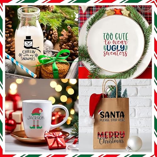 39 Pieces Christmas Words Vinyl Stickers for Crafts Scrapbooking Bottle Cup Waterproof Christmas Decals for Ornament Xmas Ball Window Stickers