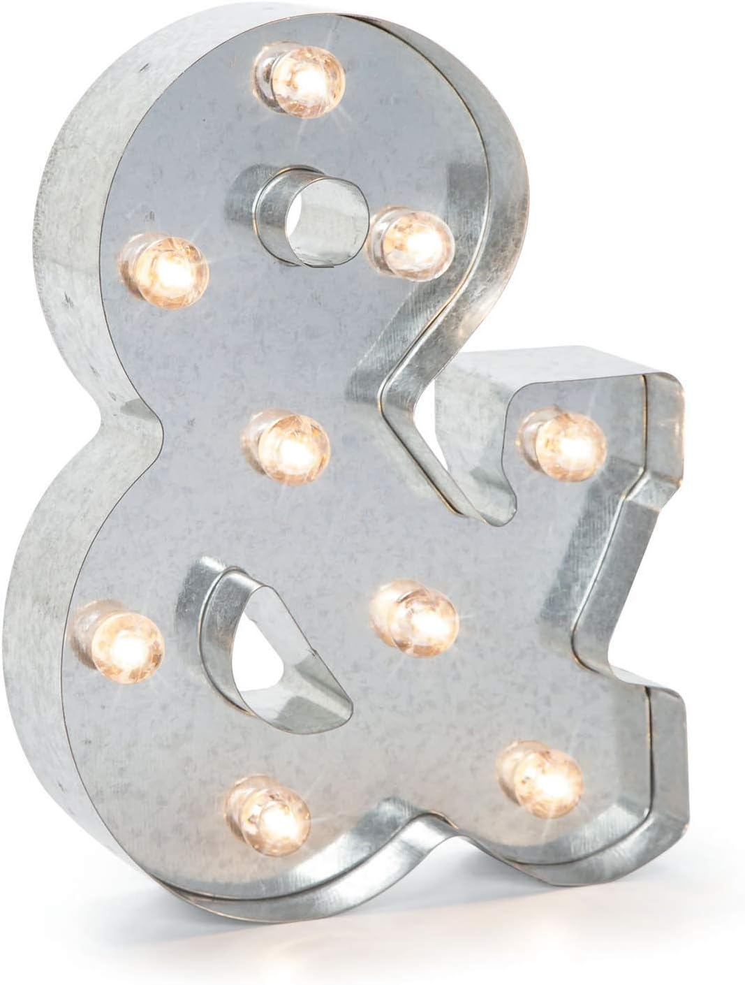 Silver Metal Marquee Letter J - 9.87” Tall Galvanized Decor for Events & Home