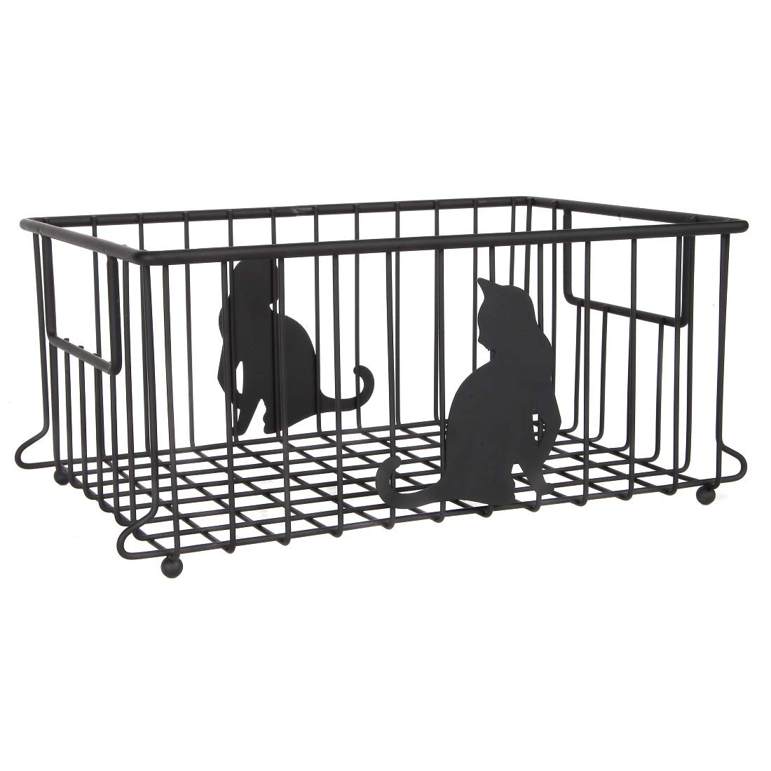 Lily's Home Cat-Themed Wire Basket, Kitchen and Desk Organizer, Cute Caddy for Cat Lovers for Kitchen, Pantry, Cabinet, Bathroom and Office (Large)