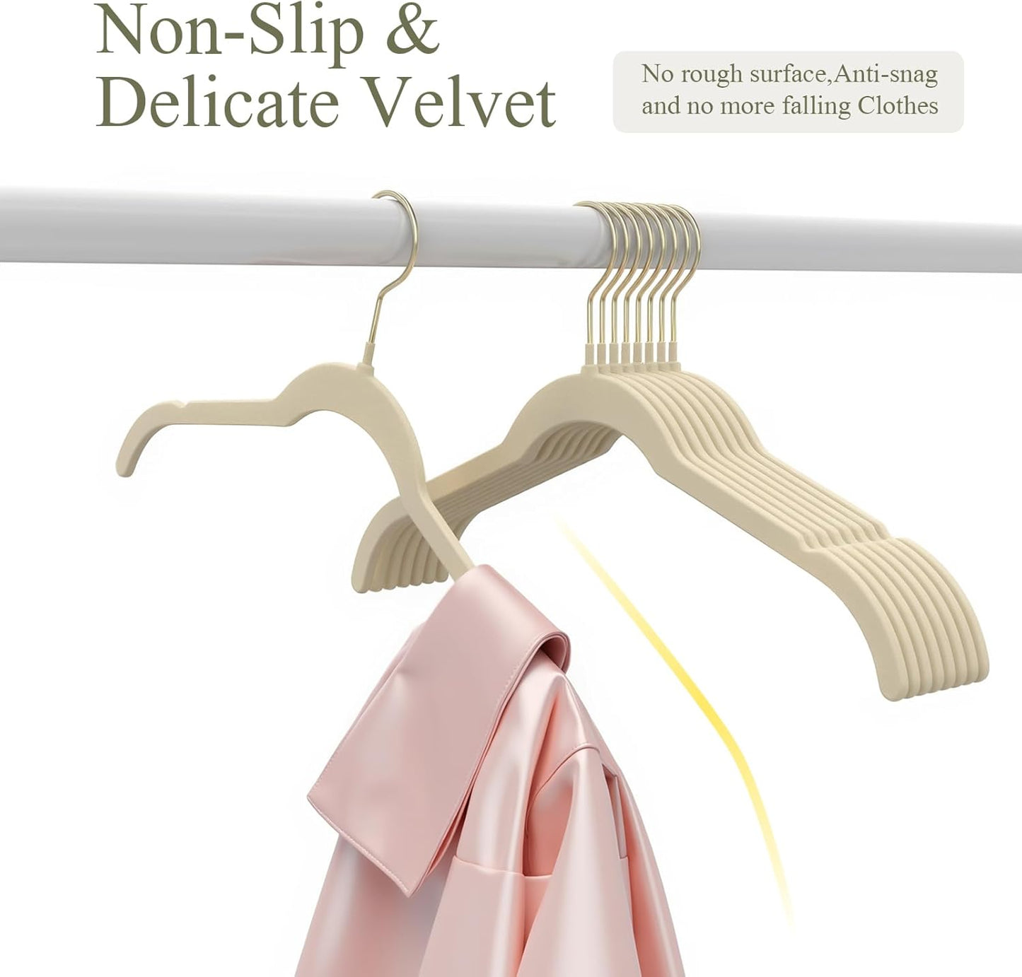 Korpai Velvet Hangers - 30 Pack Non-Slip Durable Slim Space-Saving Felt Hangers with Gold 360° Swivel Hook