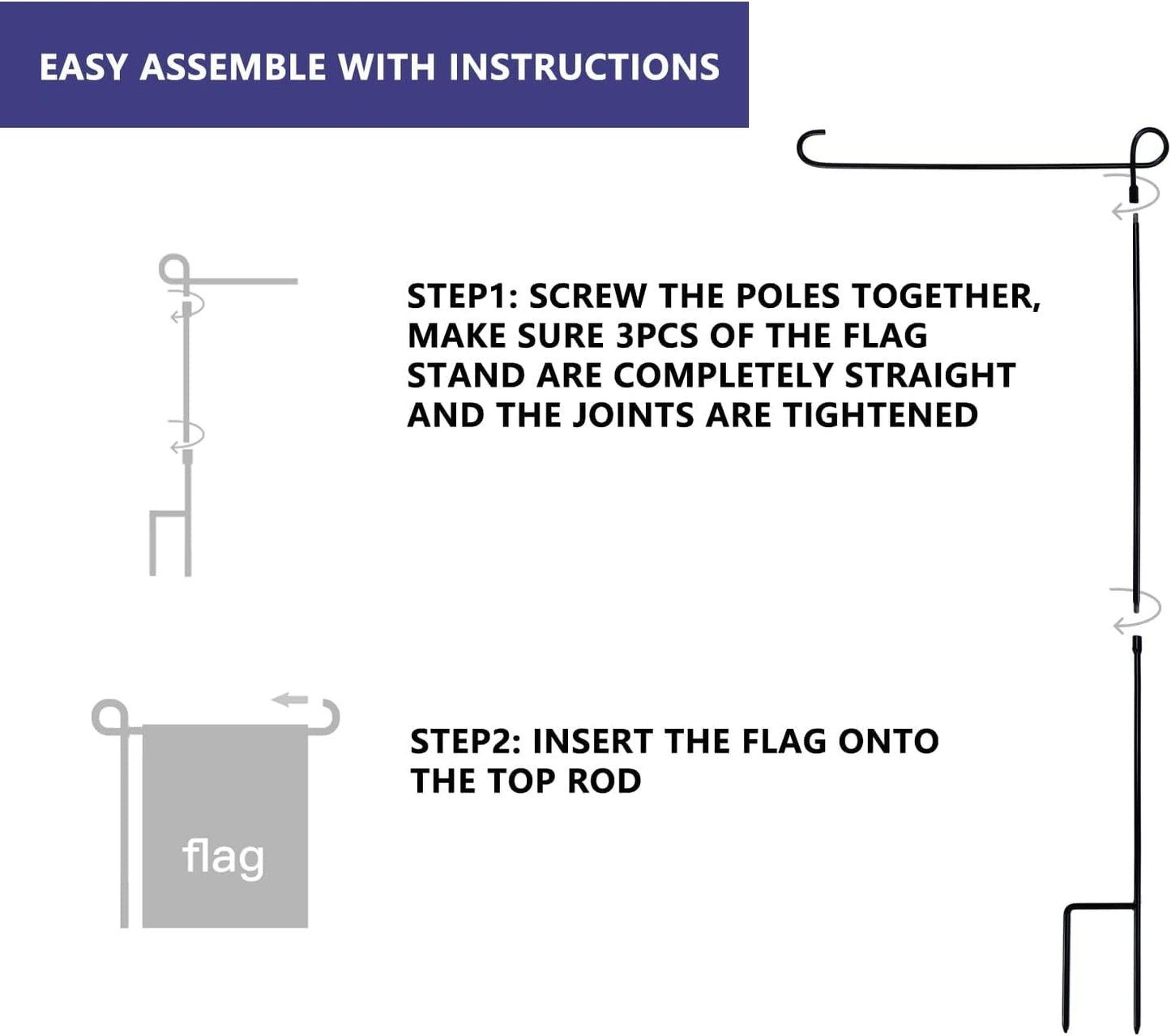 YEAHOME Garden Flag Stand Holder - Premium Weather-Proof Metal Flagpole for Outdoor Decor