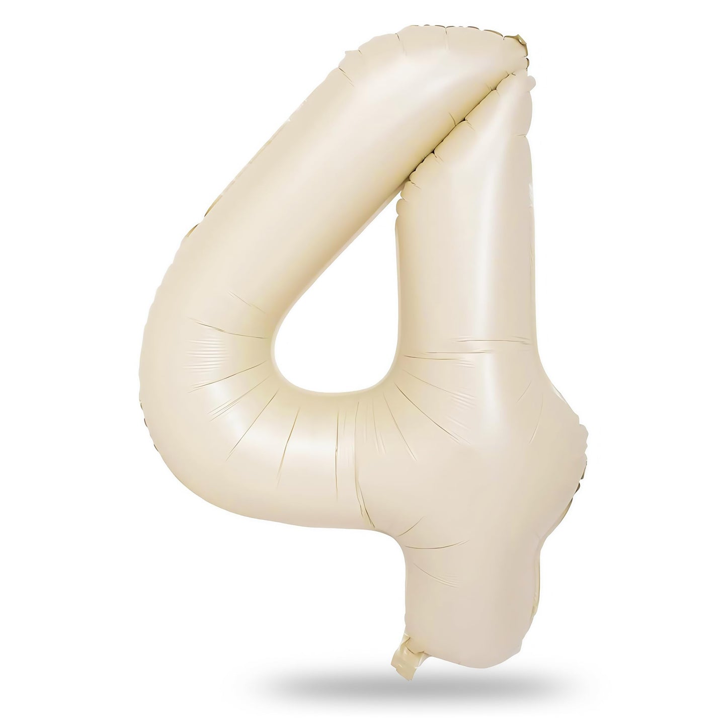 Cream 4 Balloons, 40 Inch Large Beige Foil Number Balloons Set 0-9, Self Inflating White Sand Digital 4 Helium Balloon for Boys Girls Women Birthday Anniversary Party Decorations Photo Shoot Supplies
