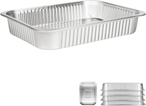 Extra Heavy Duty Aluminum Foil Pans by [Brand Name] - 14.57"×10.63" Disposable Baking Pans for Cooking & Roasting (5 Pack, Silver)