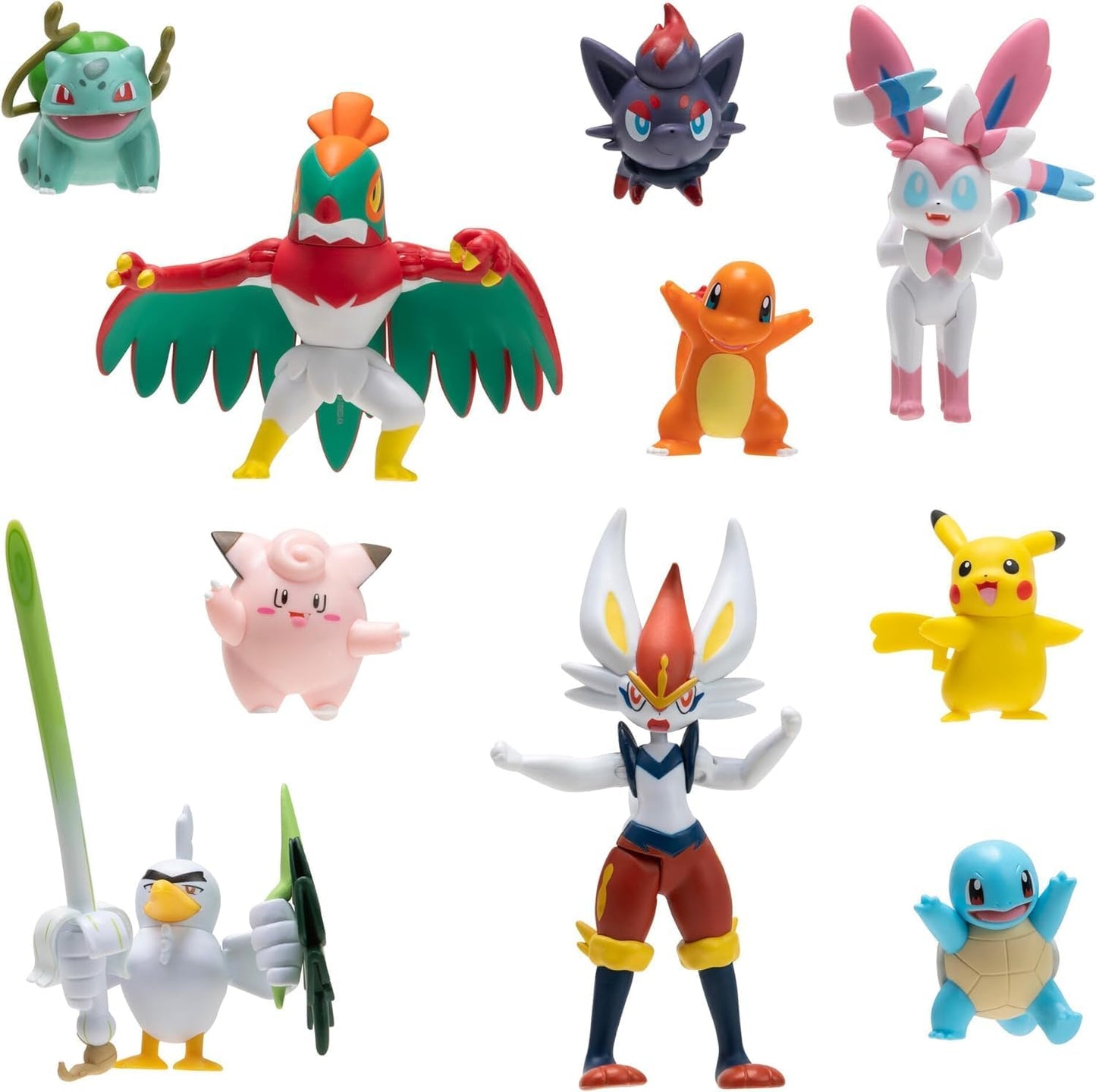 Pokemon Battle Figures 10-Pack - Includes 4.5-Inch Cinderace, Pikachu & More | Perfect for Collectors