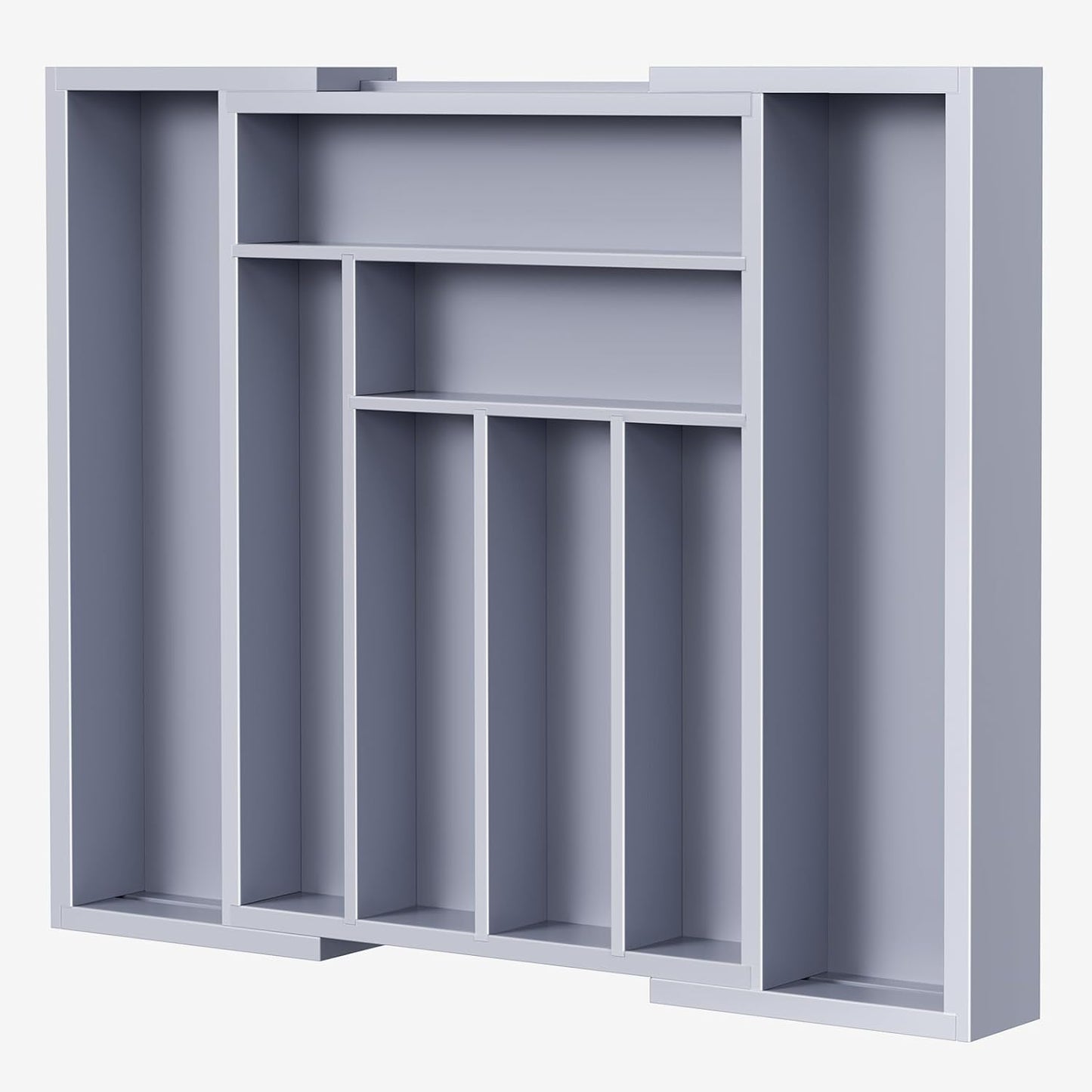 Pipishell Bamboo Drawer Organizer - Adjustable Utensil Holder & Cutlery Tray | Grey Wood Dividers