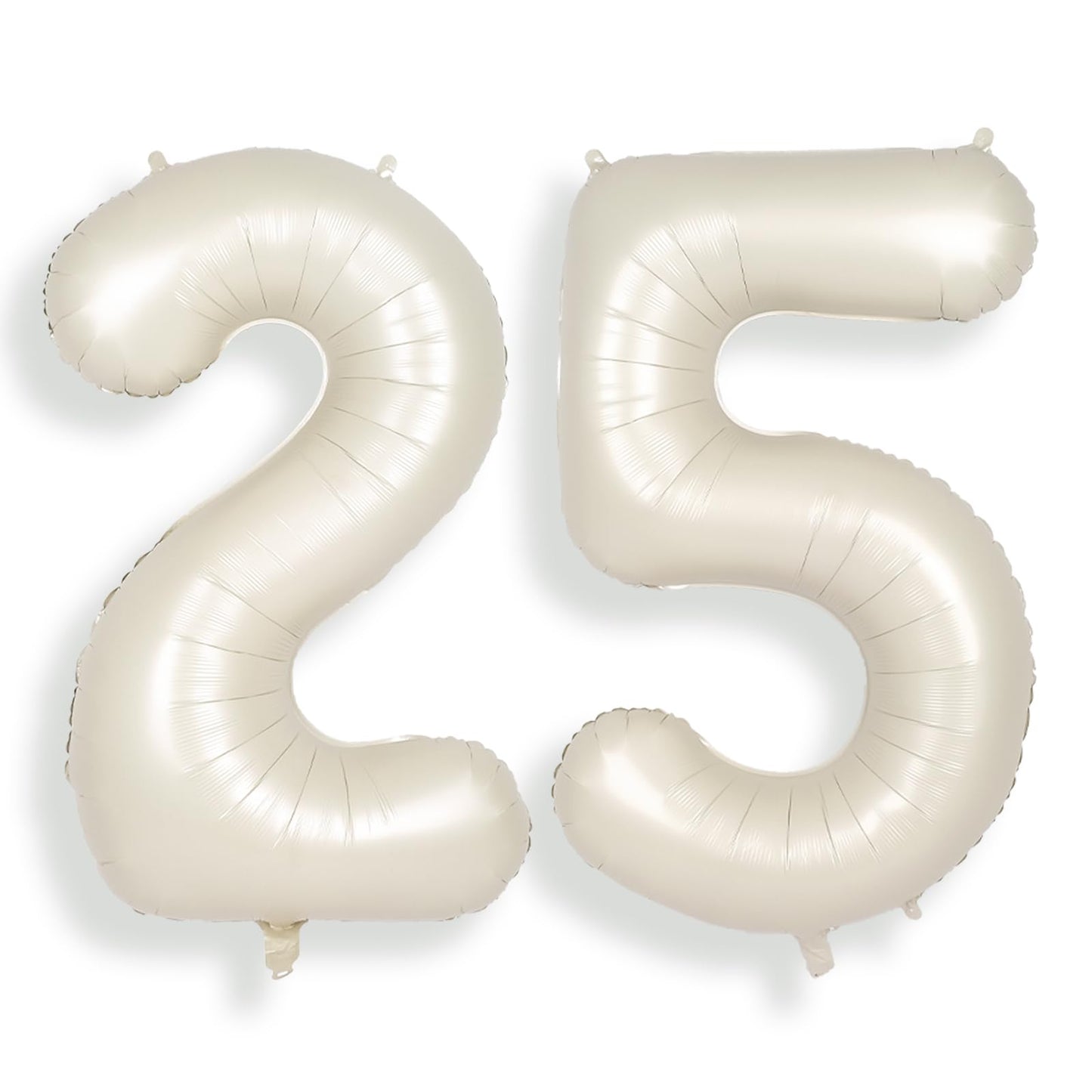 SUWEN 40 Inch Large Cream White 25 Balloon Numbers Big Foil Helium Number Balloons 0-9 Jumbo Happy 25th Mylar Birthday Party Decorations for Women or Men 52 Anniversary Party Supplies