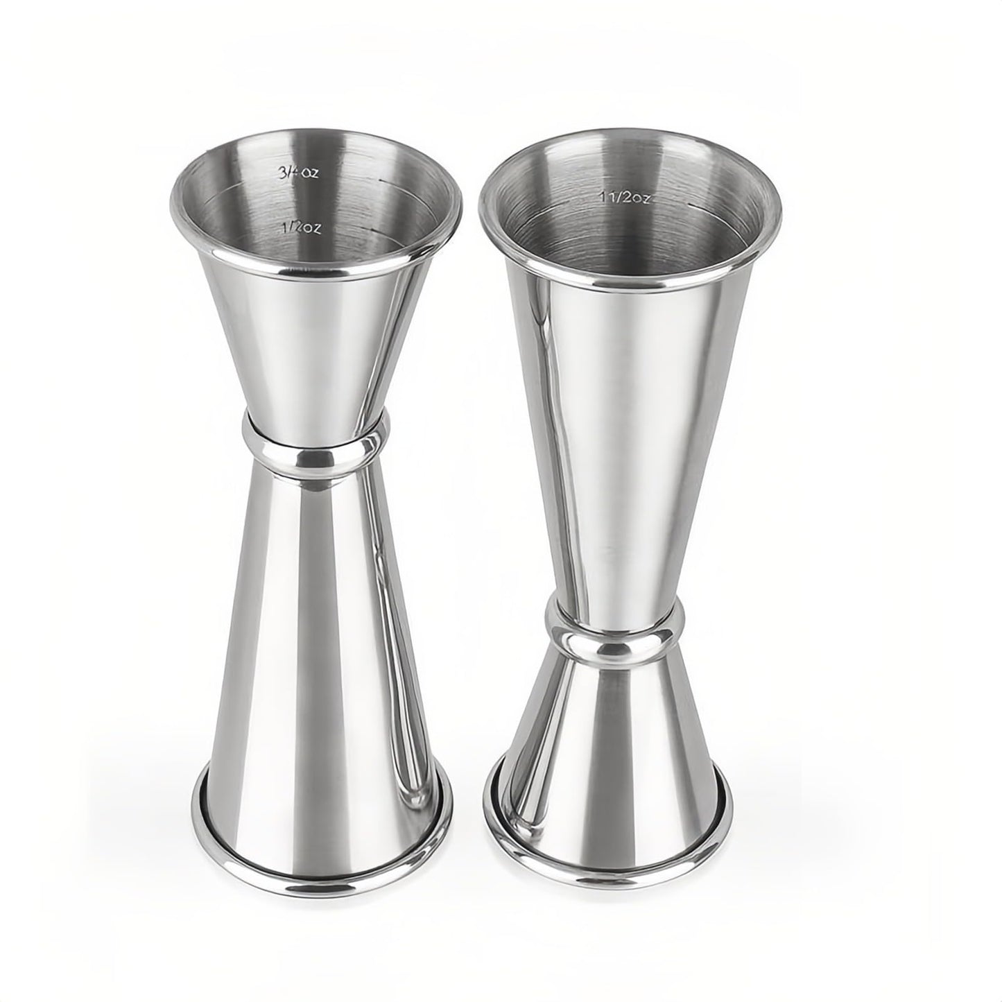 2-Piece Dual-Sided Bartending Jigger Set - 1oz & 2oz Measured Markings, 304 Stainless Steel, Food-Grade Cocktail Measuring Tool for Professional & Home Bars
