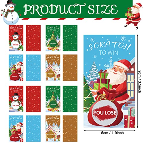 Christmas Scratch Off Cards Set - Party Game Raffle Tickets with Santa & Holiday Designs