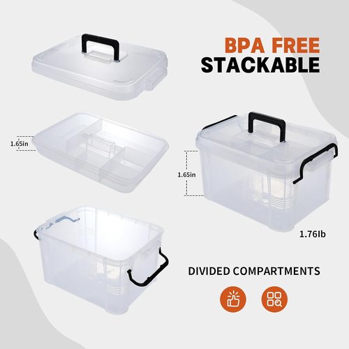 Hey Foly 15qt Clear Medicine Organizer - Thickened Plastic First Aid Storage Box with Labels